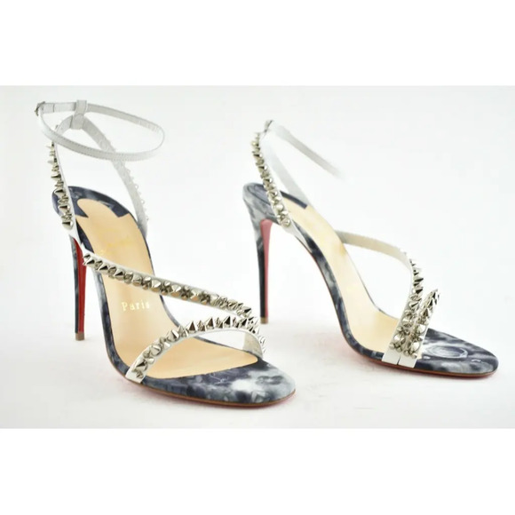 Christian Louboutin Mafaldina Spikes 100 Blue Jeans Strap Sandal Heel Pump 40 - Picture 4 of 12